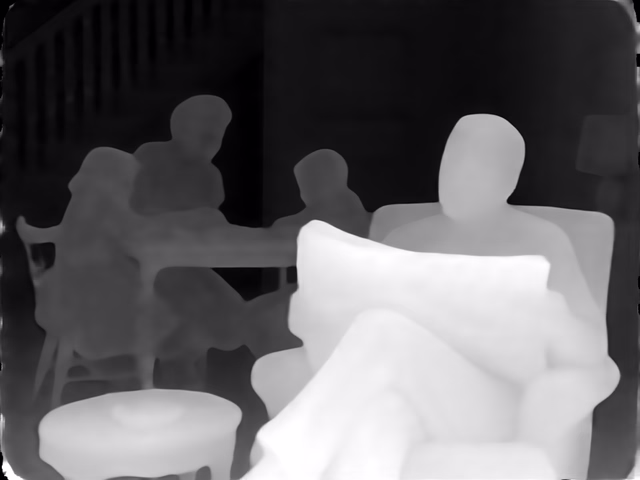 Metric3D v2 ViT-giant2 depth map of 1950s sitcom