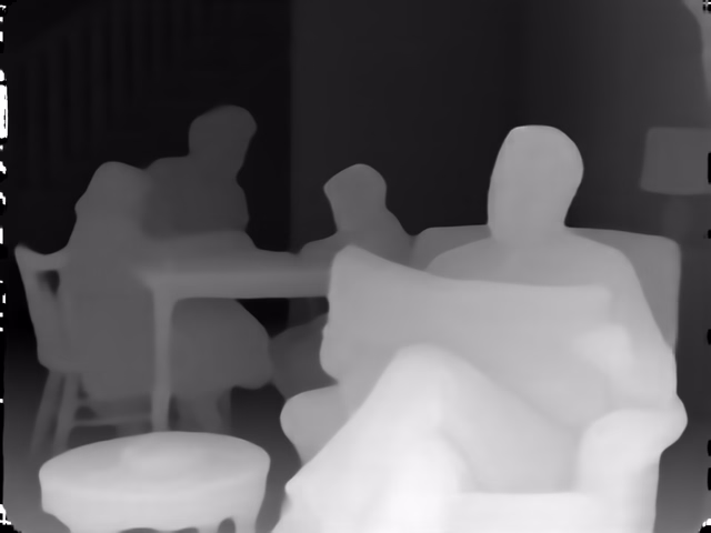 Metric3D v2 ViT-Small depth map of 1950s sitcom