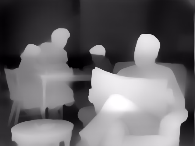 MiDaS 3.1 DPT Swin2-Base 384 depth map of 1950s sitcom