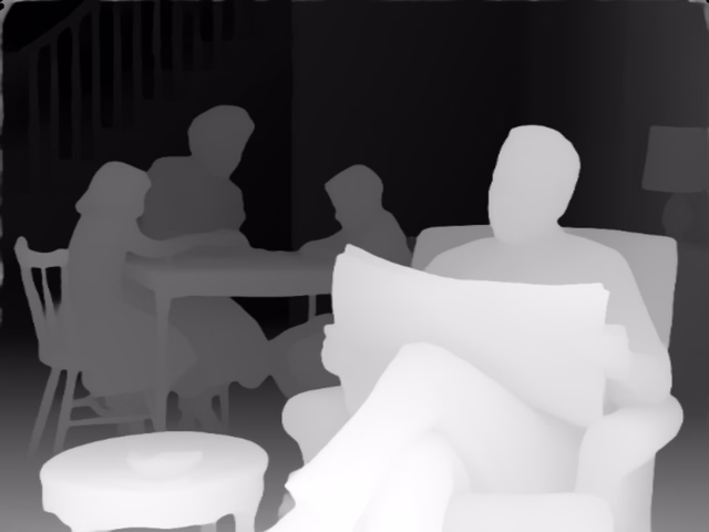 MoGe ViT-L depth map of 1950s sitcom