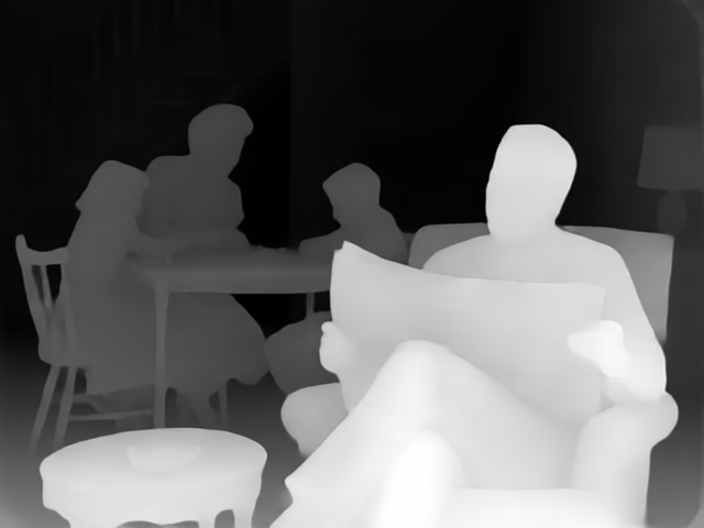 UniDepth v2 ViT-S depth map of 1950s sitcom