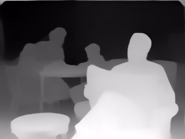 MiDaS DPT-Hybrid depth map of 1950s sitcom