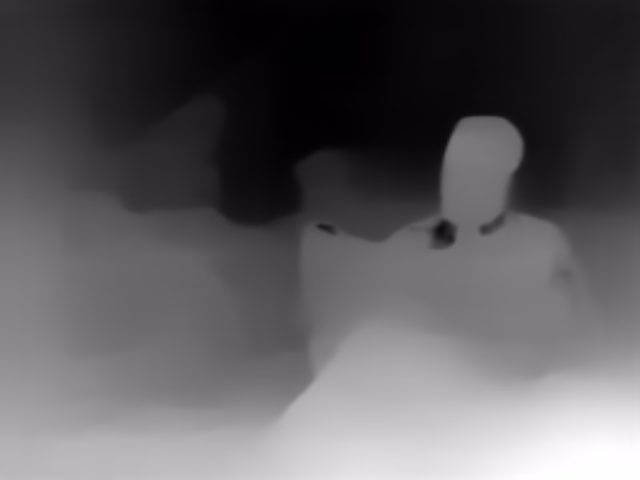 MiDaS DPT-Swin2-Tiny depth map of 1950s sitcom