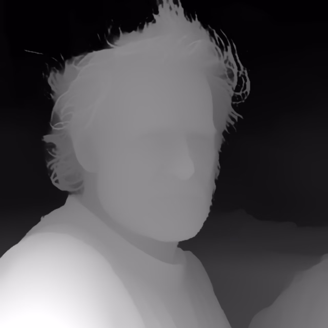 Depth Anything V2 Base depth map of Fisherman portrait