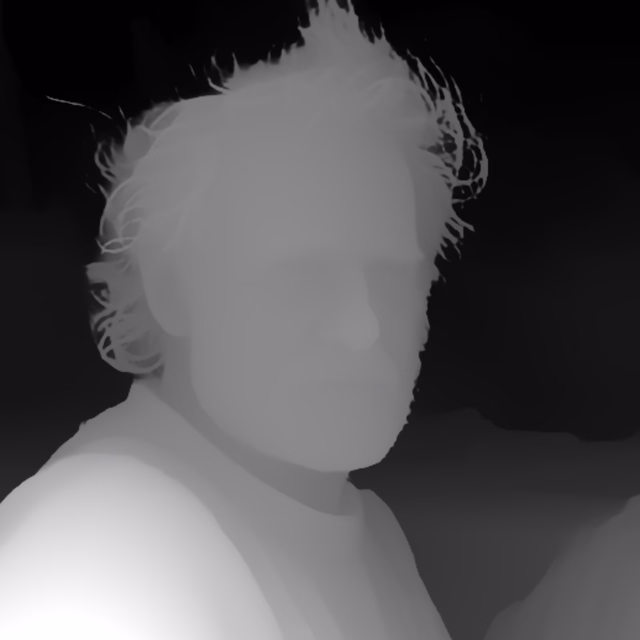 Depth Anything V2 Large depth map of Fisherman portrait