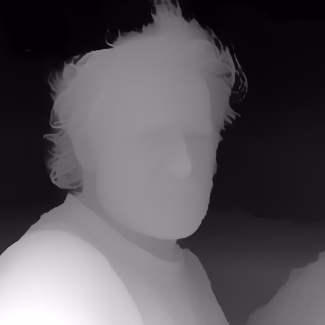 Depth Anything V2 Small depth map of Fisherman portrait