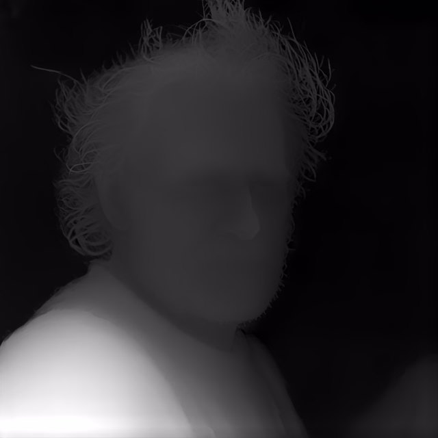 Depth Anything V2 Metric Indoor Base depth map of Fisherman portrait