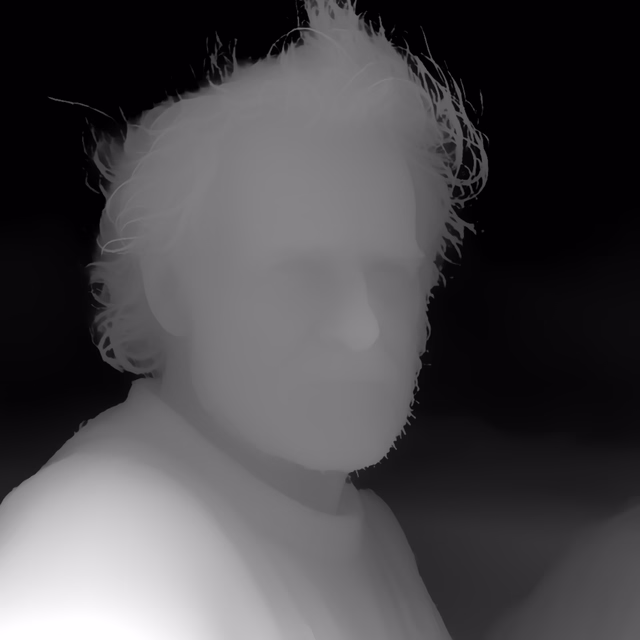 Distill Any Depth Large depth map of Fisherman portrait