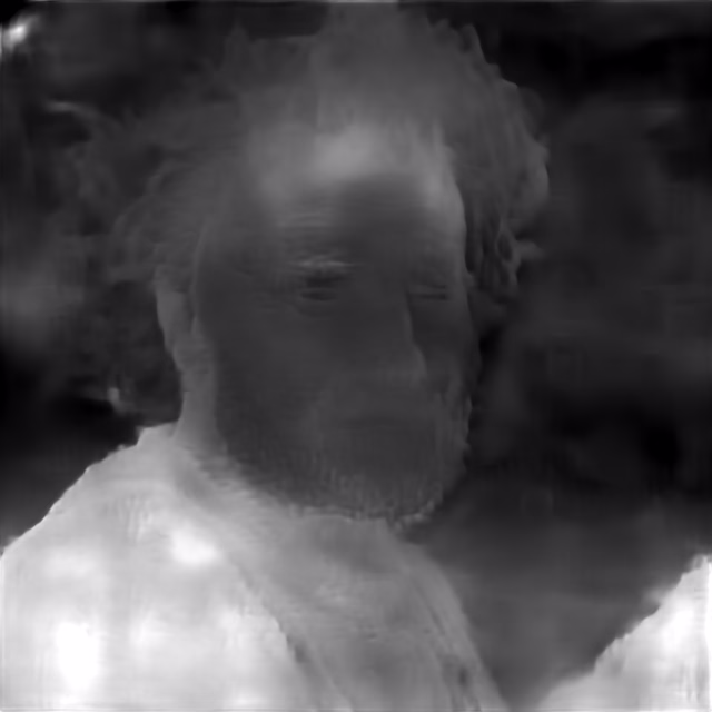 DPT DINOv2-Base KITTI depth map of Fisherman portrait