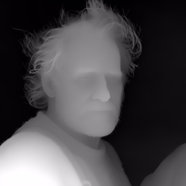 Lotus-G v2.1 Disparity depth map of Fisherman portrait