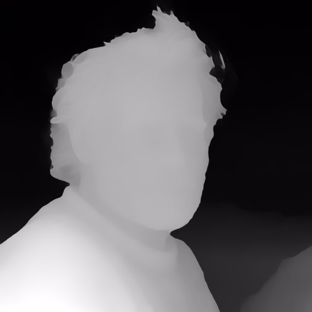 UniDepth v2 ViT-L depth map of Fisherman portrait
