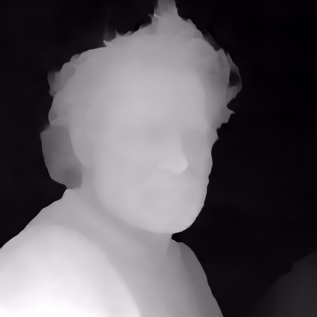 UniDepth v2 ViT-S depth map of Fisherman portrait