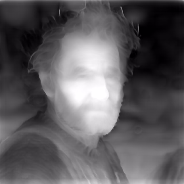 ZoeDepth NYU+KITTI depth map of Fisherman portrait