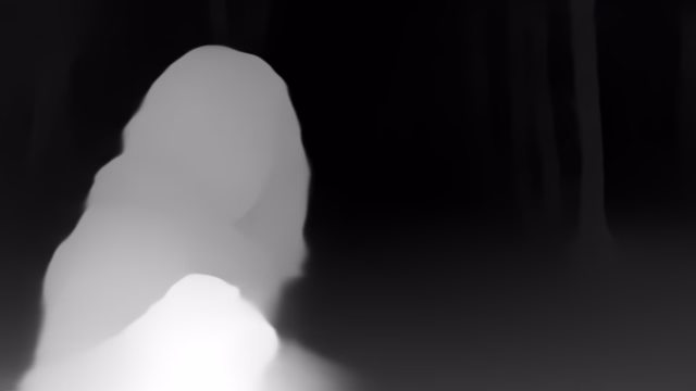 Depth Anything V1 Small depth map of Horror forest