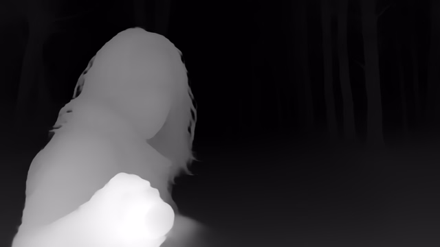 Depth Anything V1 Large depth map of Horror forest
