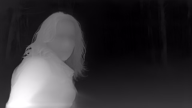 Depth Anything V2 Metric Indoor Large depth map of Horror forest