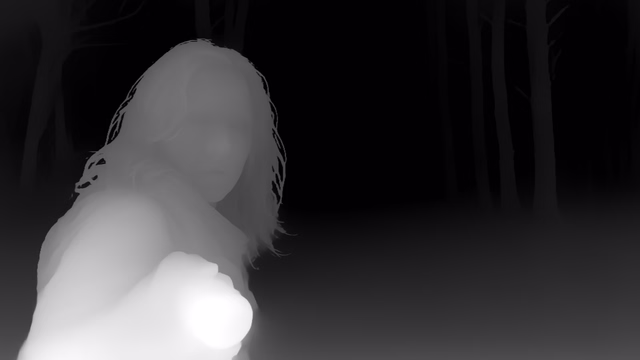 Distill Any Depth Large depth map of Horror forest