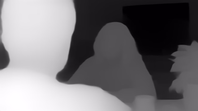 Depth Anything V1 Small depth map of Kitchen dialogue