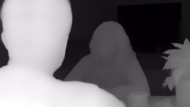 Depth Anything V1 Large depth map of Kitchen dialogue