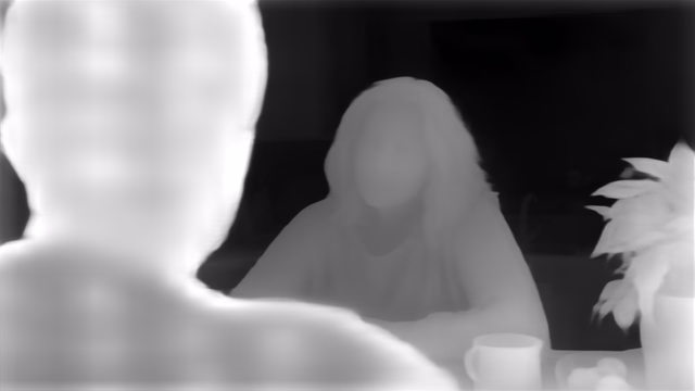 Depth Anything V1 ZoeDepth NYU depth map of Kitchen dialogue