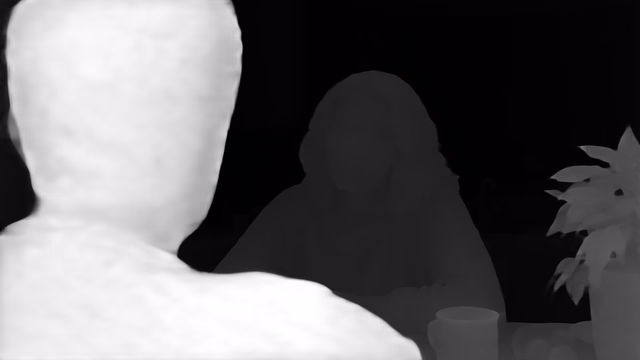 Metric3D v2 ViT-giant2 depth map of Kitchen dialogue