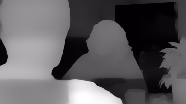 MiDaS 3.1 DPT Swin2-Large 384 depth map of Kitchen dialogue