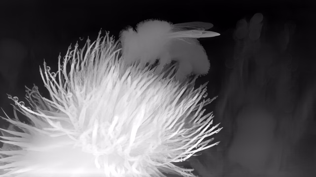 Depth Anything V2 Metric Indoor Large depth map of Macro, bee