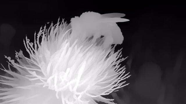 Video Depth Anything Large depth map of Macro, bee