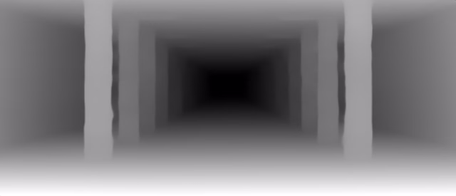 Depth Anything V1 Base depth map of Metro corridor