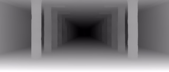 Depth Anything V2 Small depth map of Metro corridor