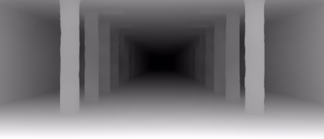 Depth Anything V2 Small depth map of Metro corridor