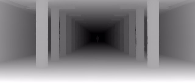 Depth Anything 3 Giant depth map of Metro corridor