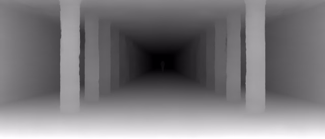 Depth Anything 3 Small depth map of Metro corridor