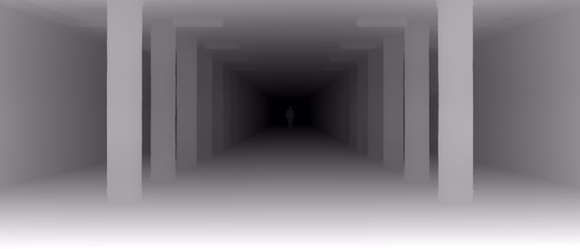 Depth Pro depth map of Metro corridor