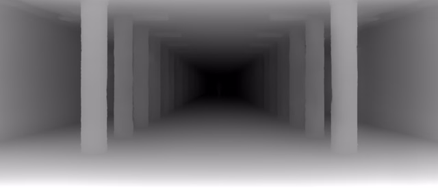 Distill Any Depth Small depth map of Metro corridor