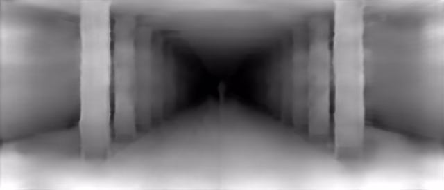 DPT DINOv2-Base NYU depth map of Metro corridor