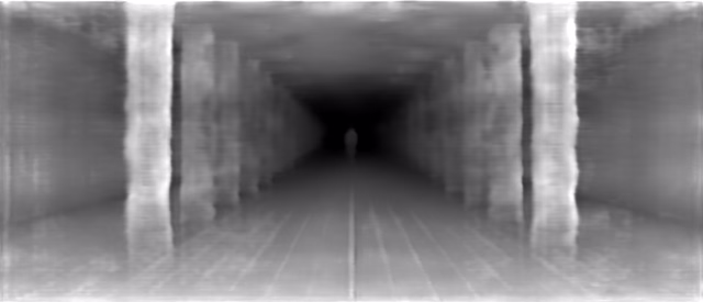 DPT DINOv2-Giant KITTI depth map of Metro corridor