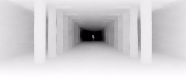 Marigold Depth LCM v1.0 depth map of Metro corridor