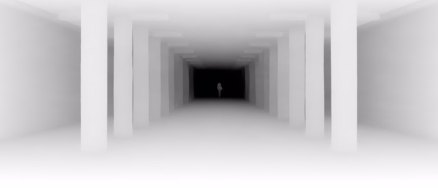Marigold Depth v1.1 depth map of Metro corridor