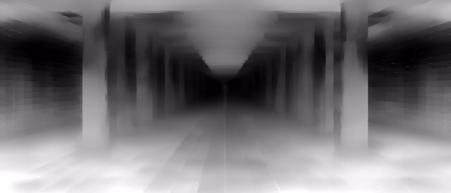 MiDaS 3.1 DPT BEiT-Large 384 depth map of Metro corridor