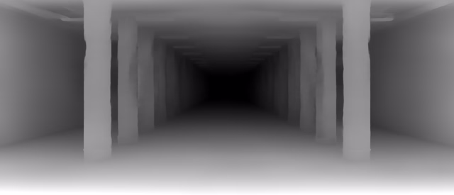MiDaS 3.0 DPT-Large 384 depth map of Metro corridor