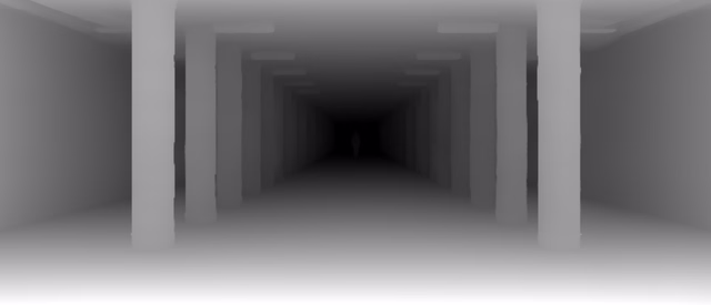 Video Depth Anything Large depth map of Metro corridor
