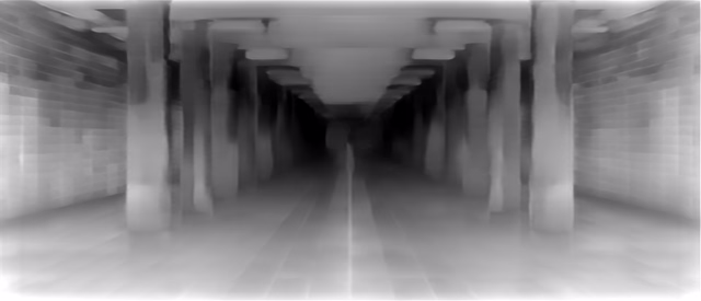 ZoeDepth NYU+KITTI depth map of Metro corridor