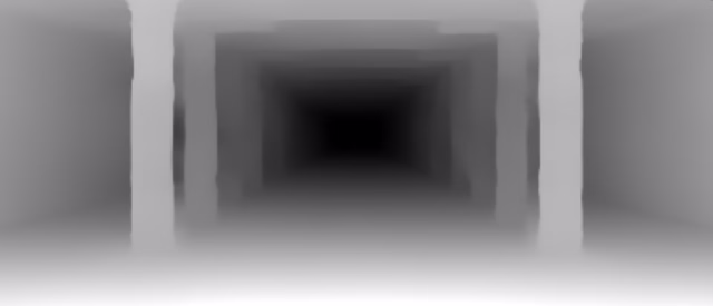 MiDaS DPT-Hybrid depth map of Metro corridor