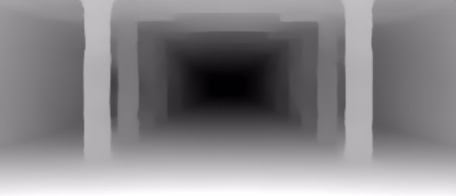 MiDaS DPT-Hybrid depth map of Metro corridor