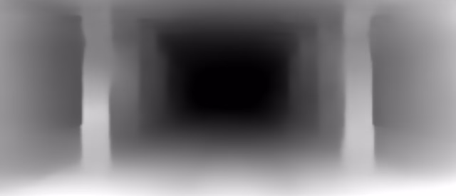 MiDaS DPT-Swin2-Tiny depth map of Metro corridor