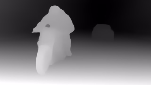 Depth Anything V1 Small depth map of Motorcycle chase