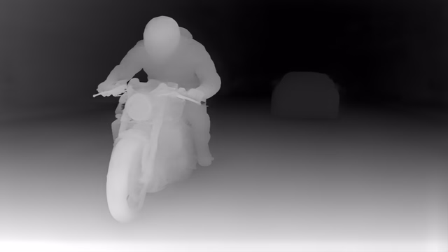 Depth Anything V2 Metric Indoor Large depth map of Motorcycle chase