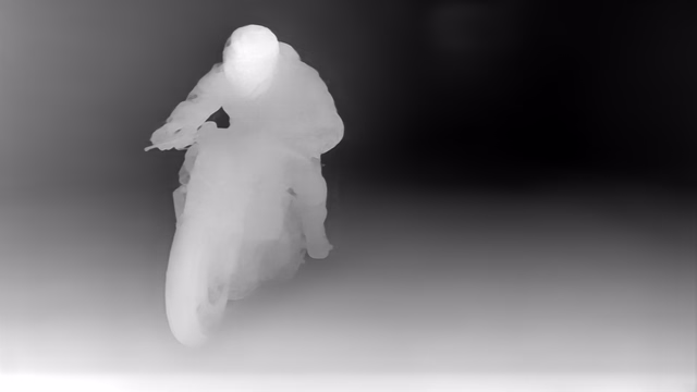 Depth Anything V2 Metric Indoor Small depth map of Motorcycle chase