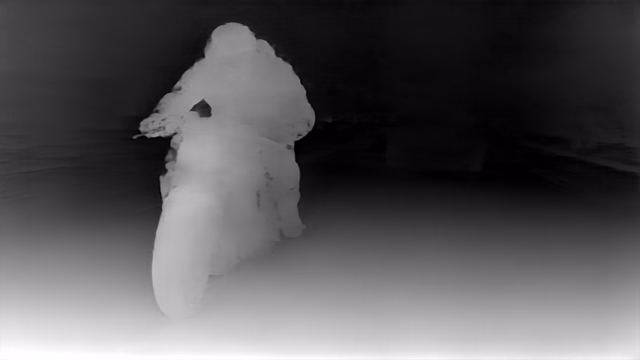 Depth Anything V2 Metric Outdoor Small depth map of Motorcycle chase